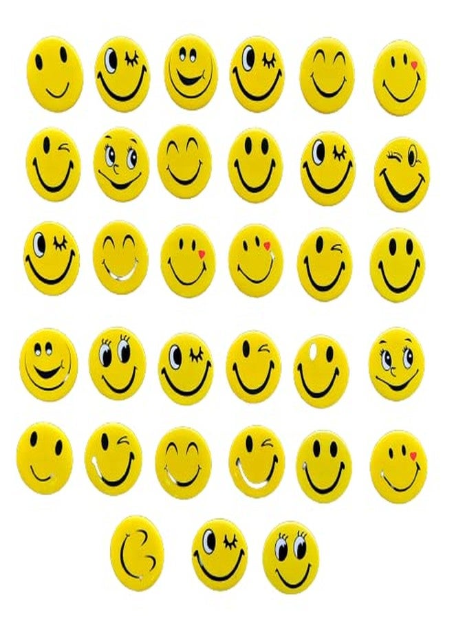 MSGH Smiley Emoji Colourful Expressions 3 CM Button Pins Badge Metal Brooch (Multicolour, 3 CM) - Set of 40 - Birthday, Office and Theme Party (DESIGN 3 (40 PCS)) (1 SET(40 PCS)) - Image 1